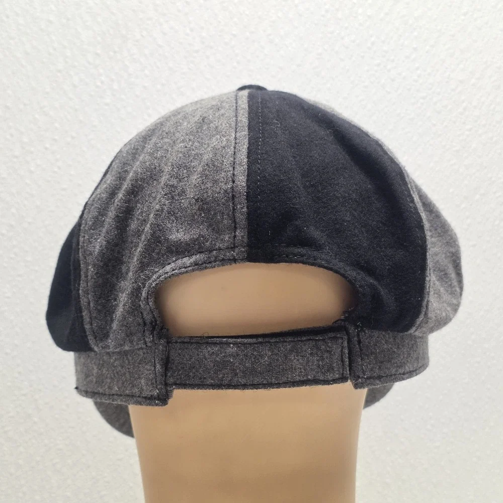 Bongo Womens Newsboy Gray Black Hat Cap Strapback Wool Blend